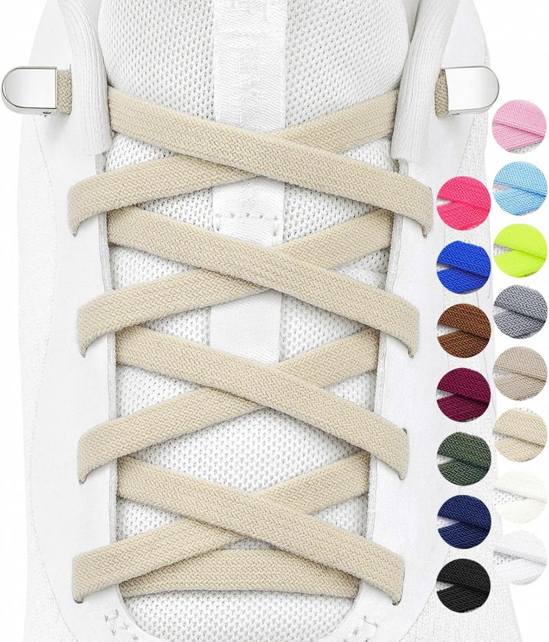Stepace 2 Pairs Elastic No Tie Shoe Laces for Kids and Adults Sneakers, Stretch Flat Tieless Shoestrings - Image 1